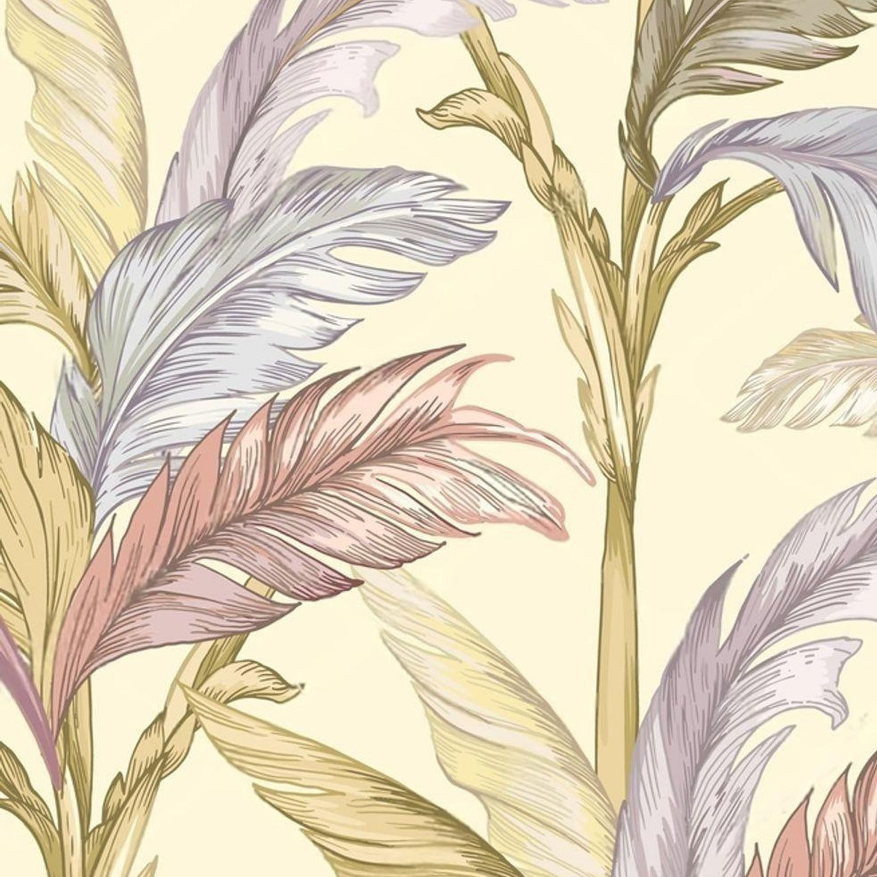 Tropical Whimsy – Multicolor Banana Leaf Wallpaper by Krutik.