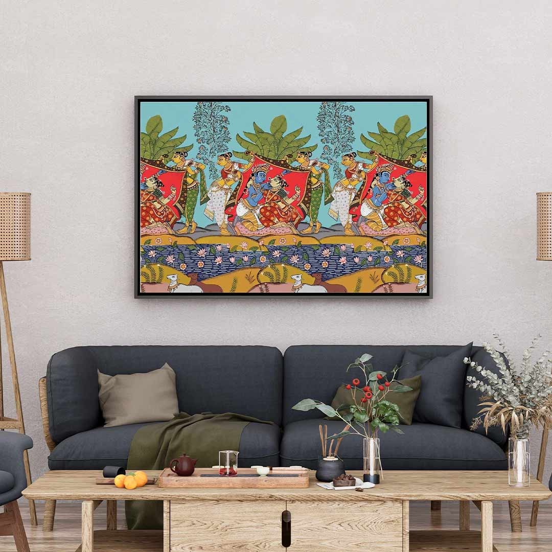 Sacred Serenade – Radha Krishna Pichwai Tapestry.