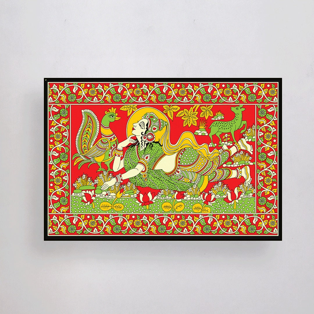 Daydreams in the Garden – A Kalamkari Tale of Wonder.