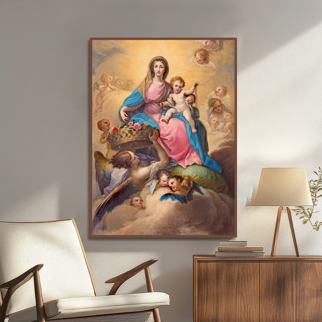 Madonna and Child with Angels: Heavenly Grace and Innocence.