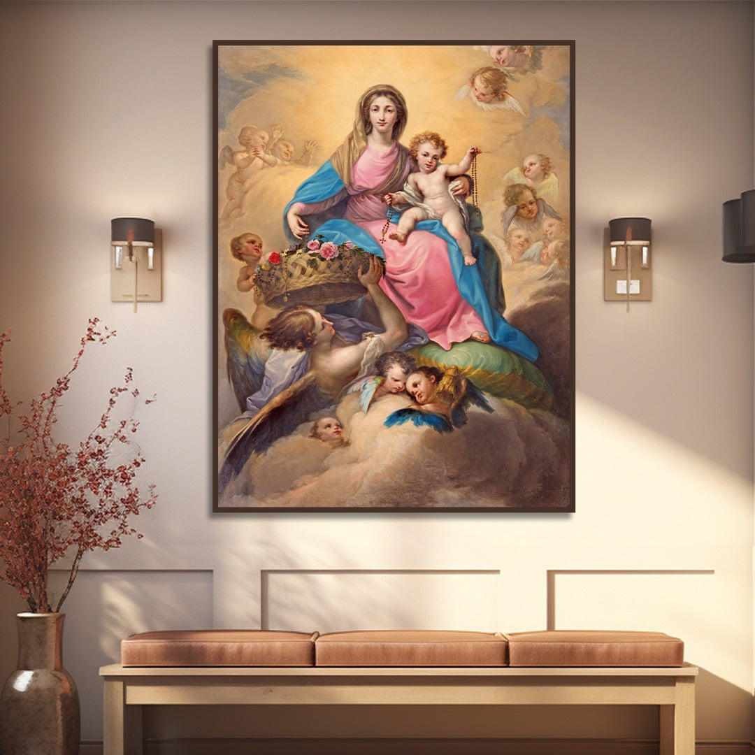 Madonna and Child with Angels: Heavenly Grace and Innocence.