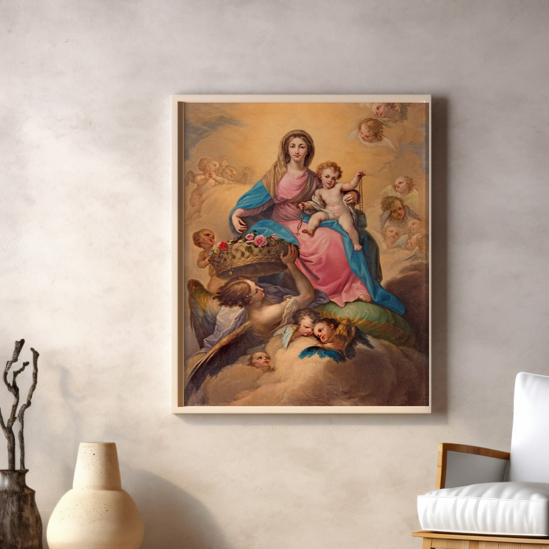 Madonna and Child with Angels: Heavenly Grace and Innocence.