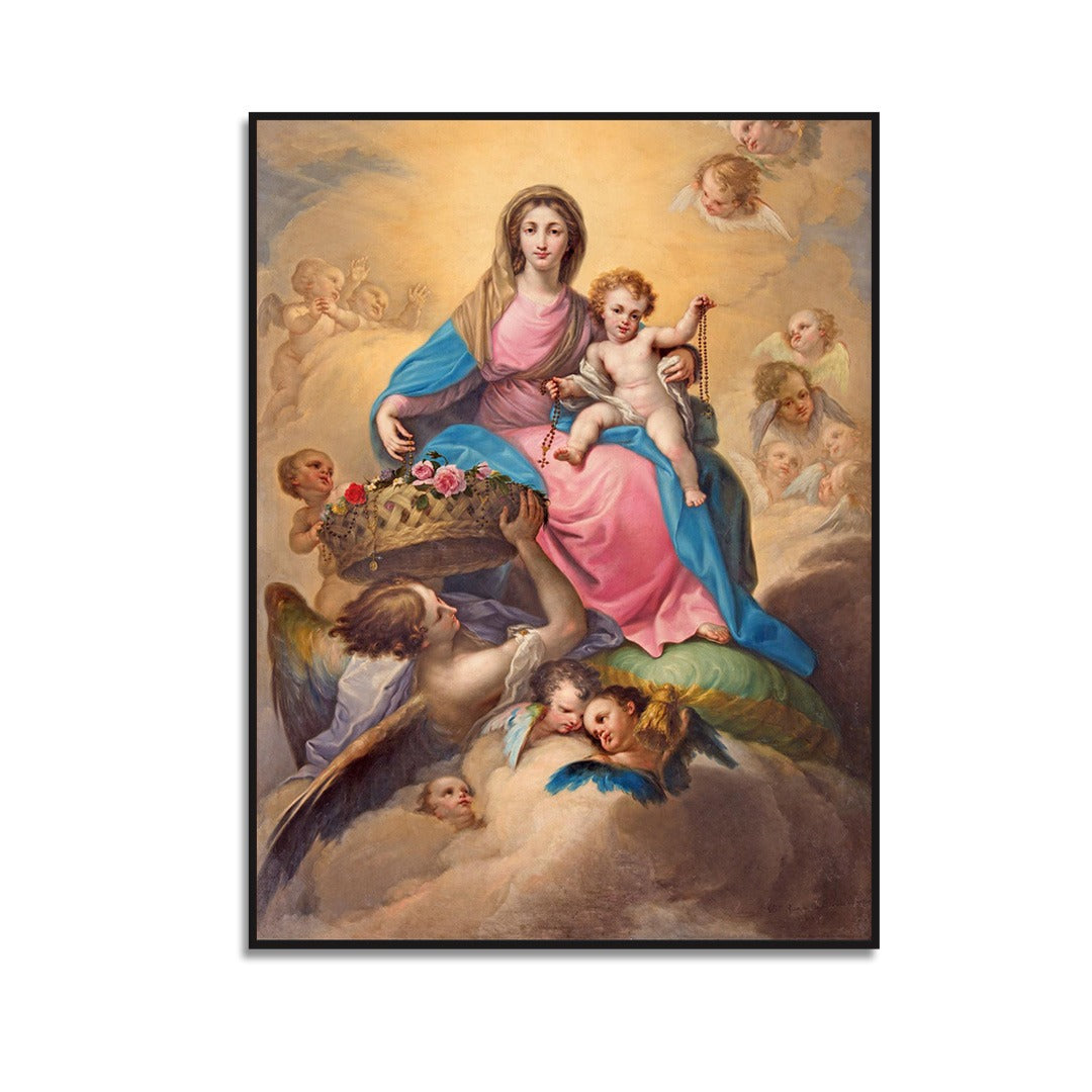 Madonna and Child with Angels: Heavenly Grace and Innocence.