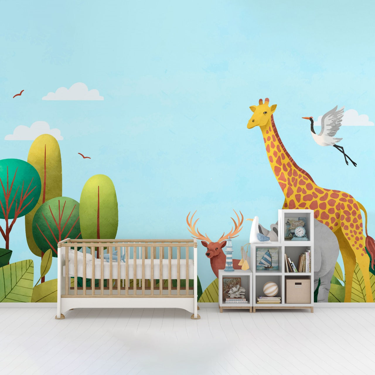 Watercolor Safari – Gentle Jungle Animal Wallpaper for Kids