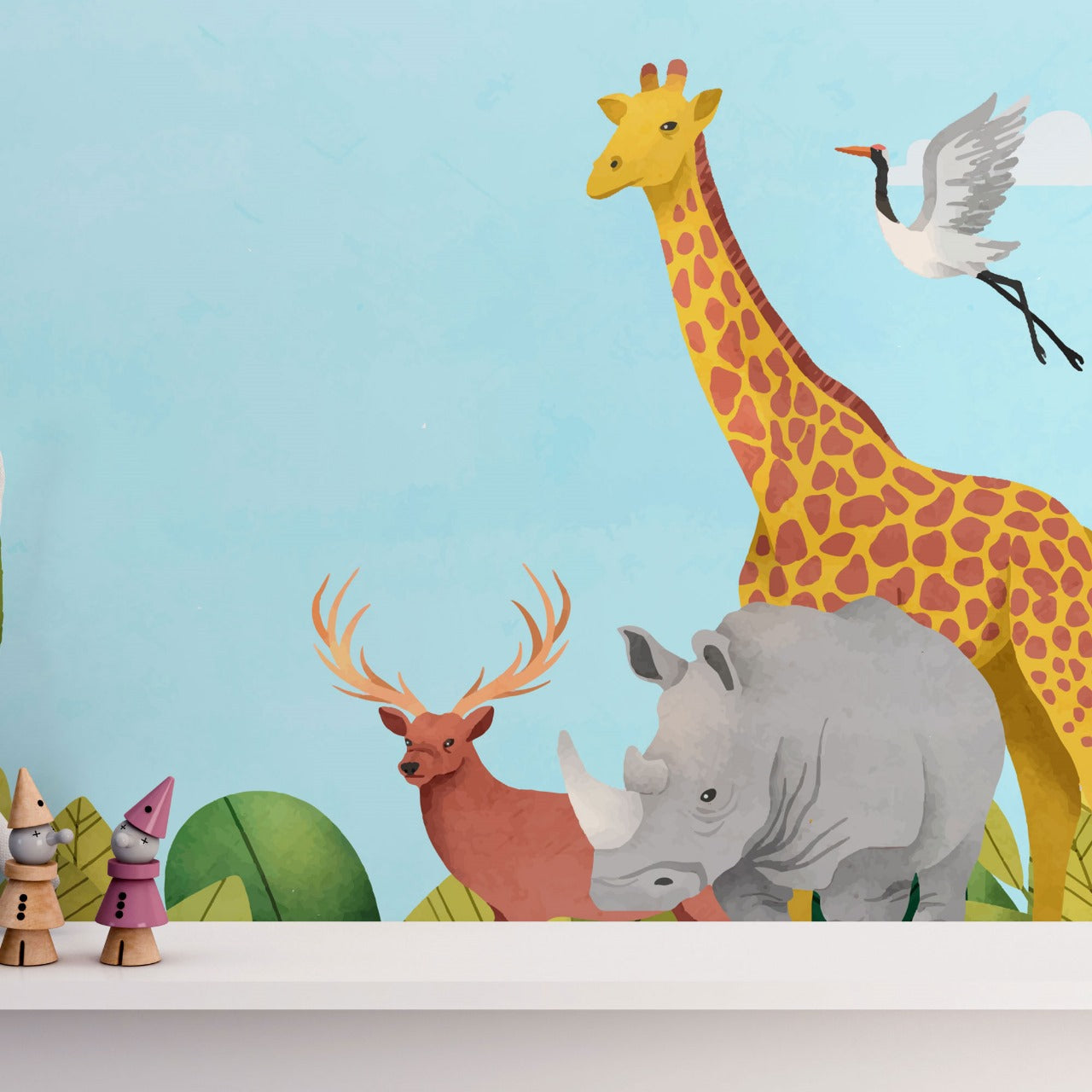 Watercolor Safari – Gentle Jungle Animal Wallpaper for Kids