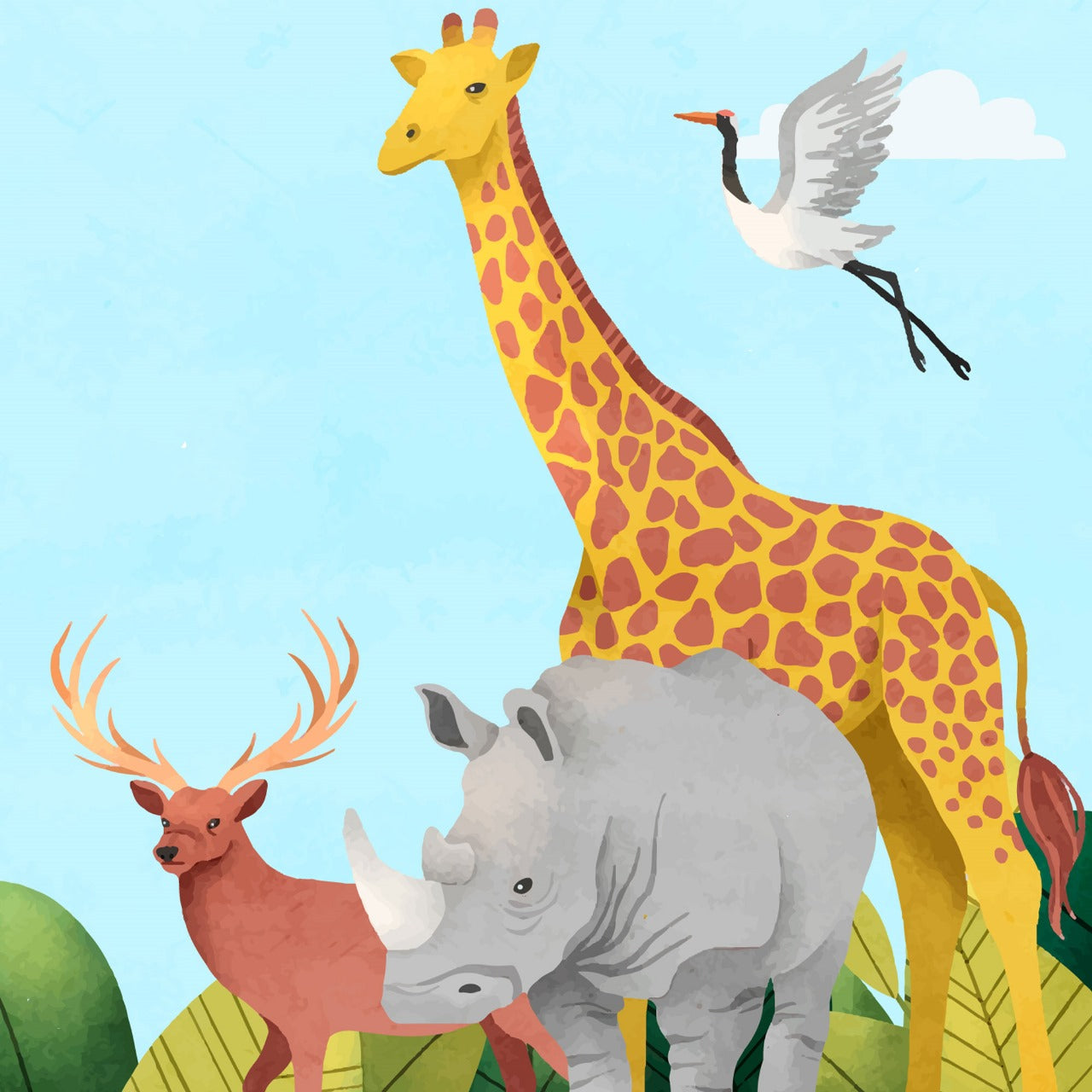 Watercolor Safari – Gentle Jungle Animal Wallpaper for Kids.