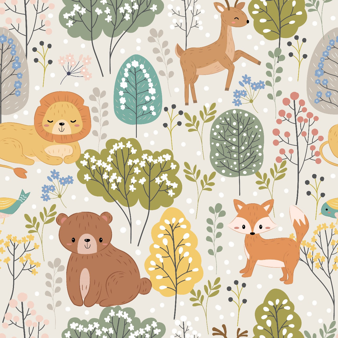 Woodland Wonders Animal Kids Wallpaper
