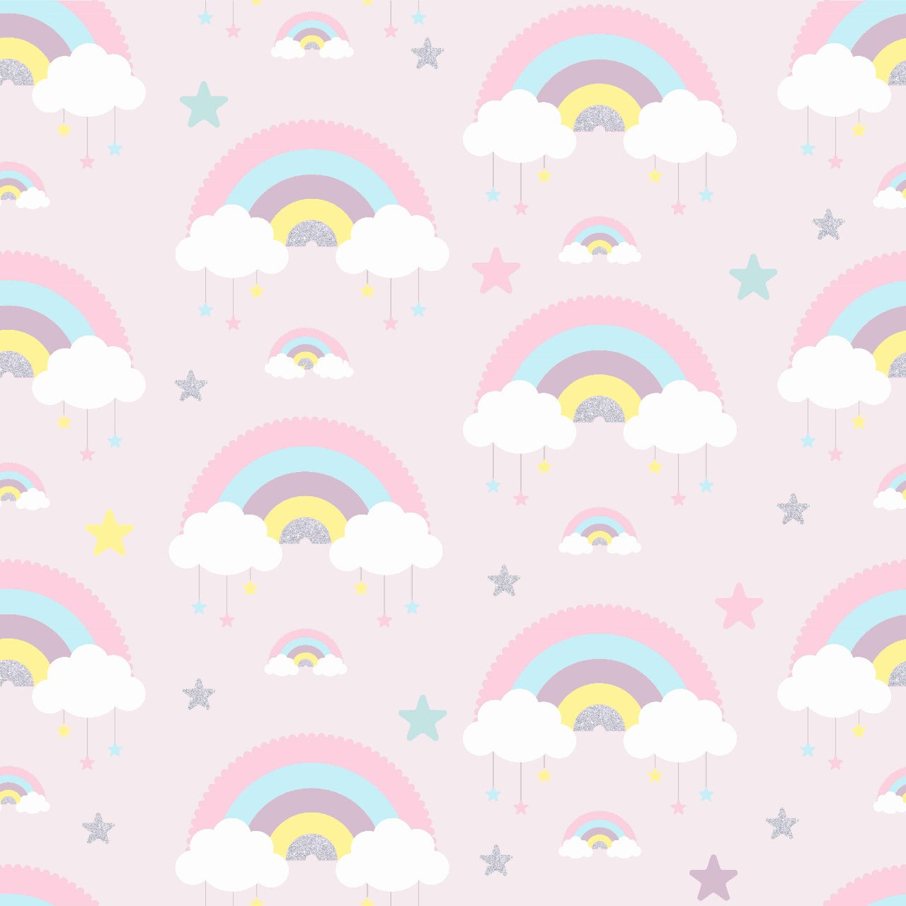 Dreamy Rainbows & Clouds Kids Wallpaper
