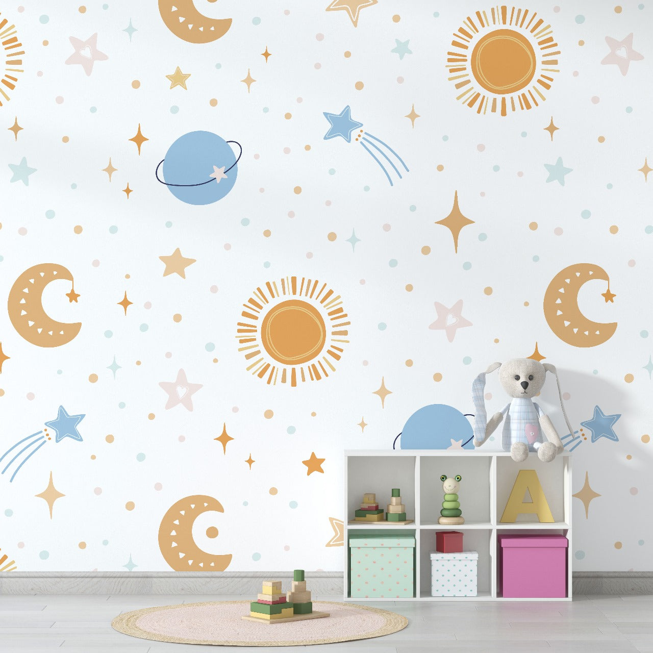 Starlit Universe Kids Wallpaper