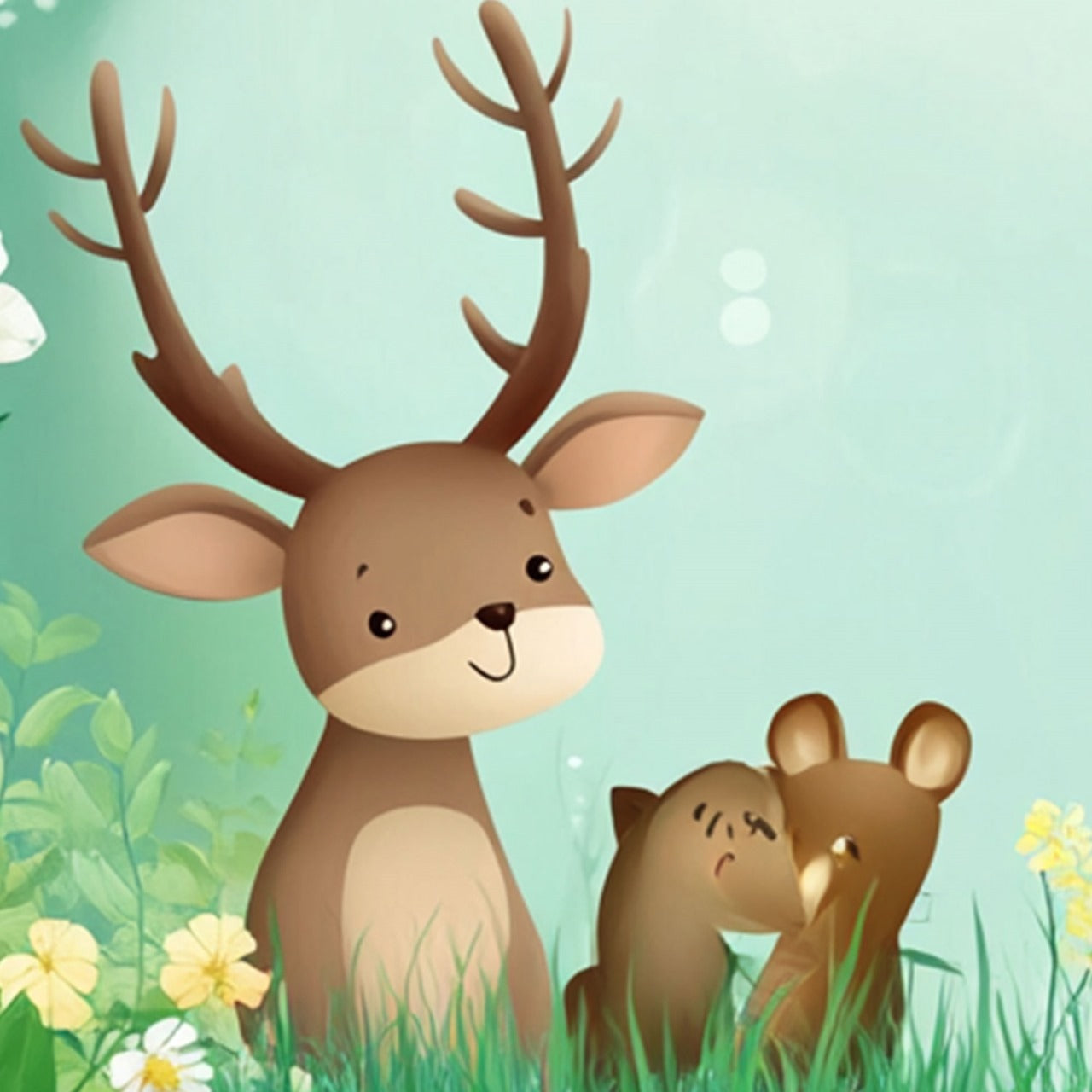 Sunny Meadow Friends Kids Wallpaper