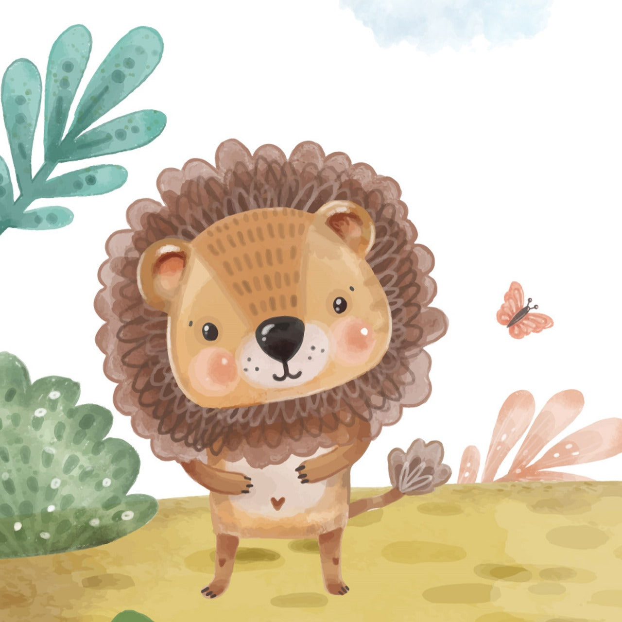 Safari Pals Watercolor Kids Wallpaper