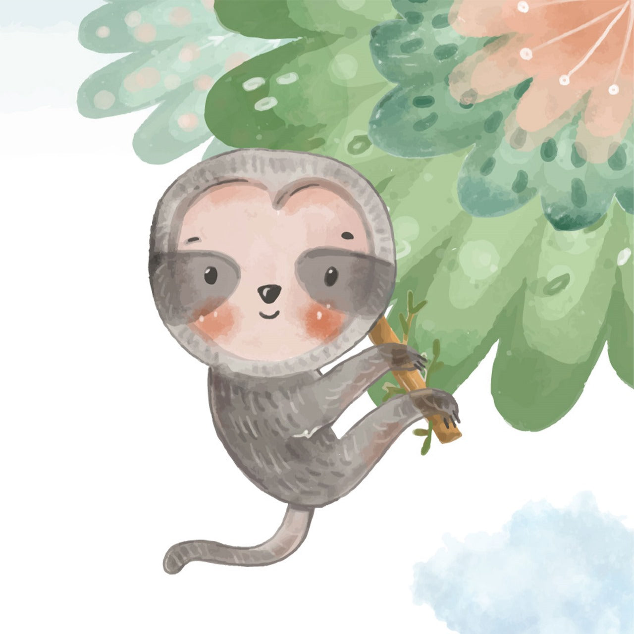 Safari Pals Watercolor Kids Wallpaper.