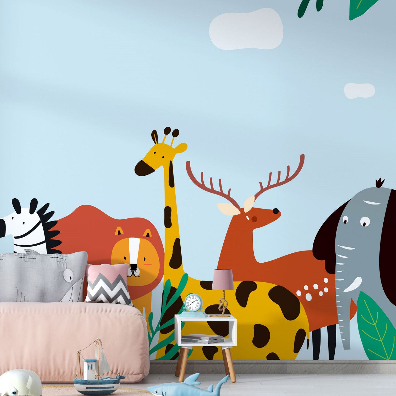 Safari Parade Animal Kids Wallpaper.