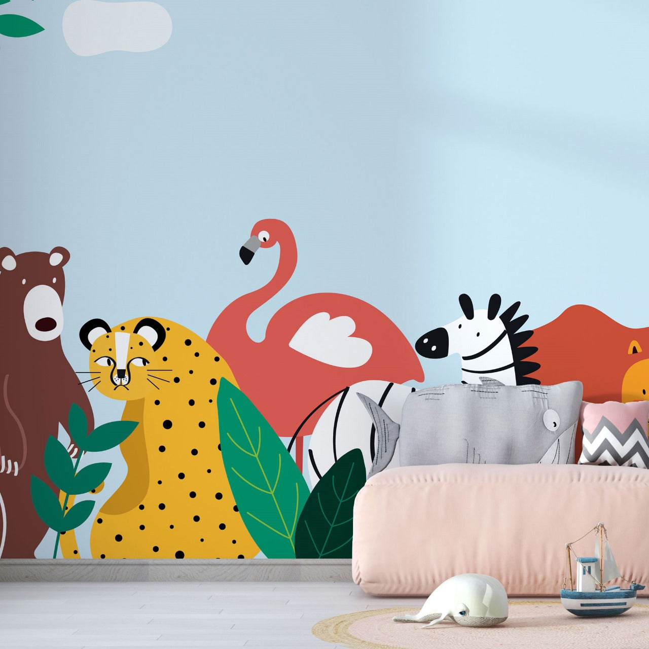 Safari Parade Animal Kids Wallpaper.
