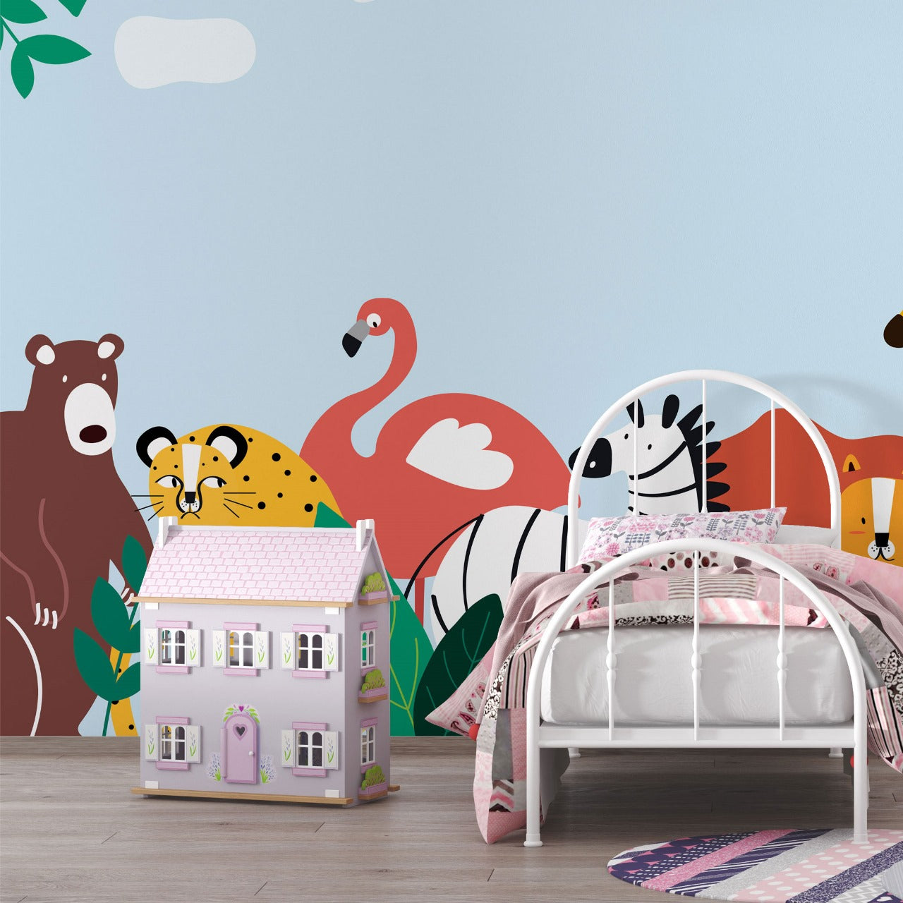 Safari Parade Animal Kids Wallpaper.