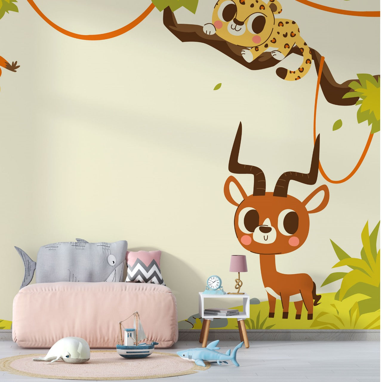 Jungle Playtime Pals Kids Wallpaper.