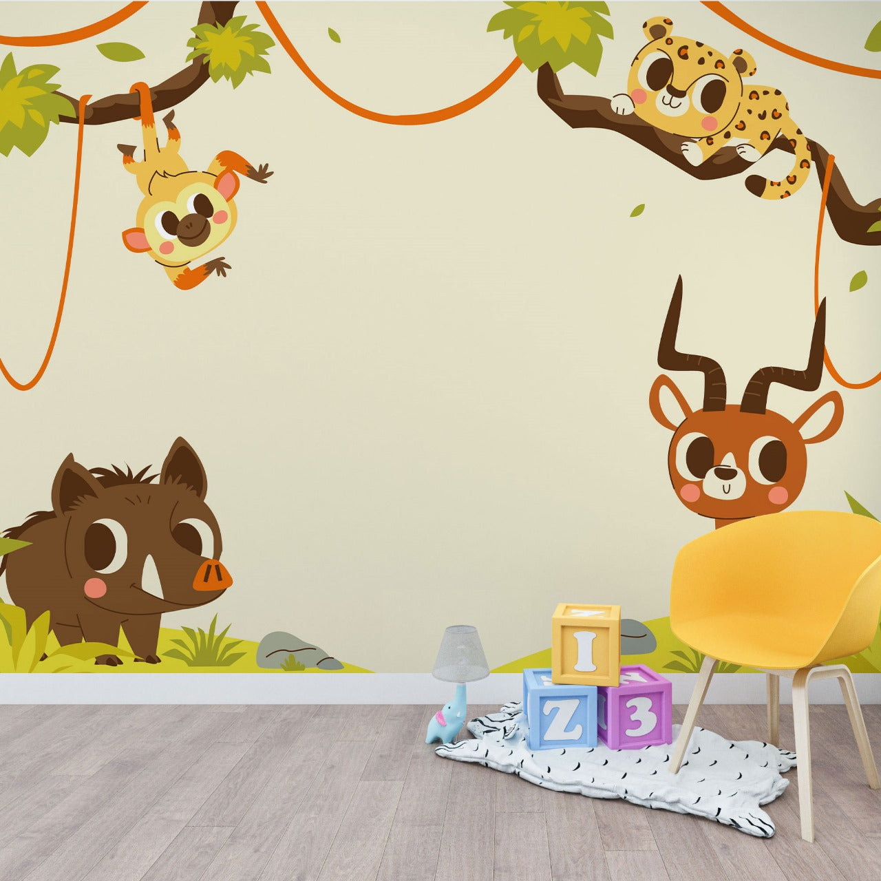 Jungle Playtime Pals Kids Wallpaper