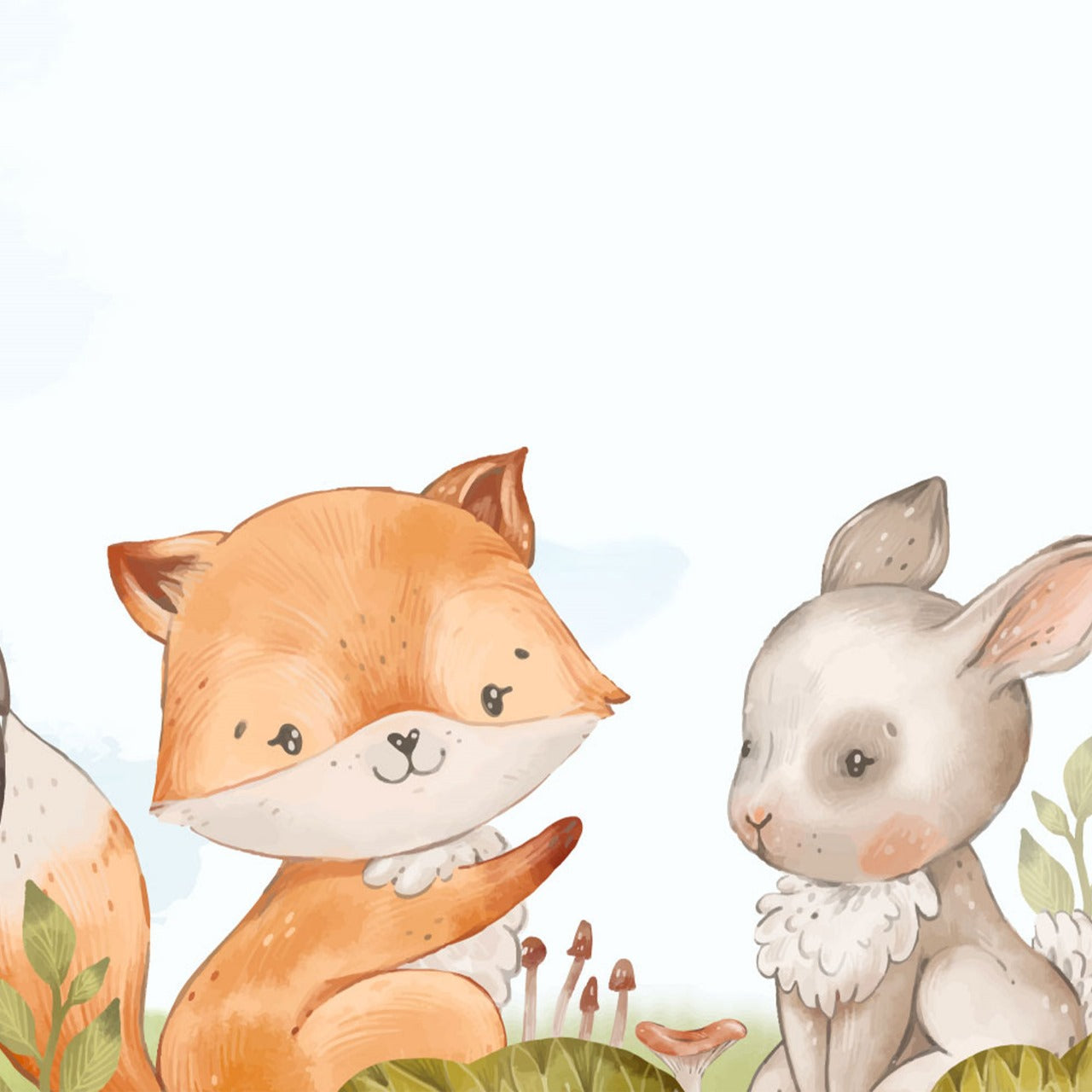 Woodland Friends Gathering Kids Wallpaper.