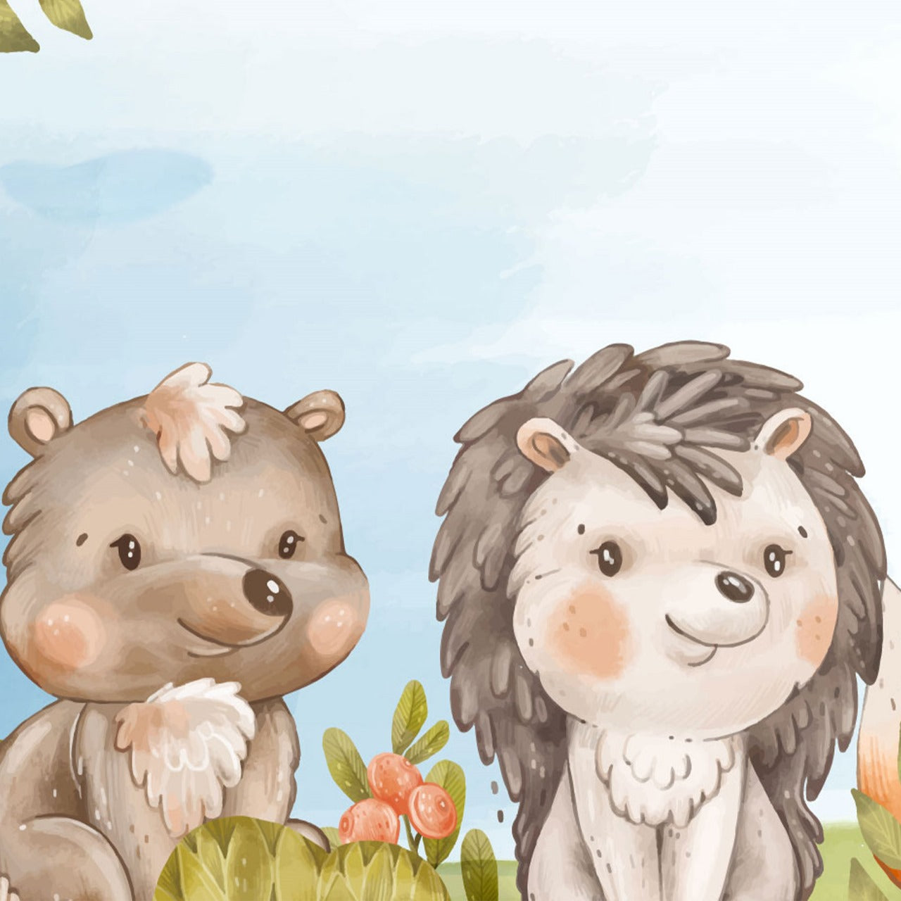 Woodland Friends Gathering Kids Wallpaper