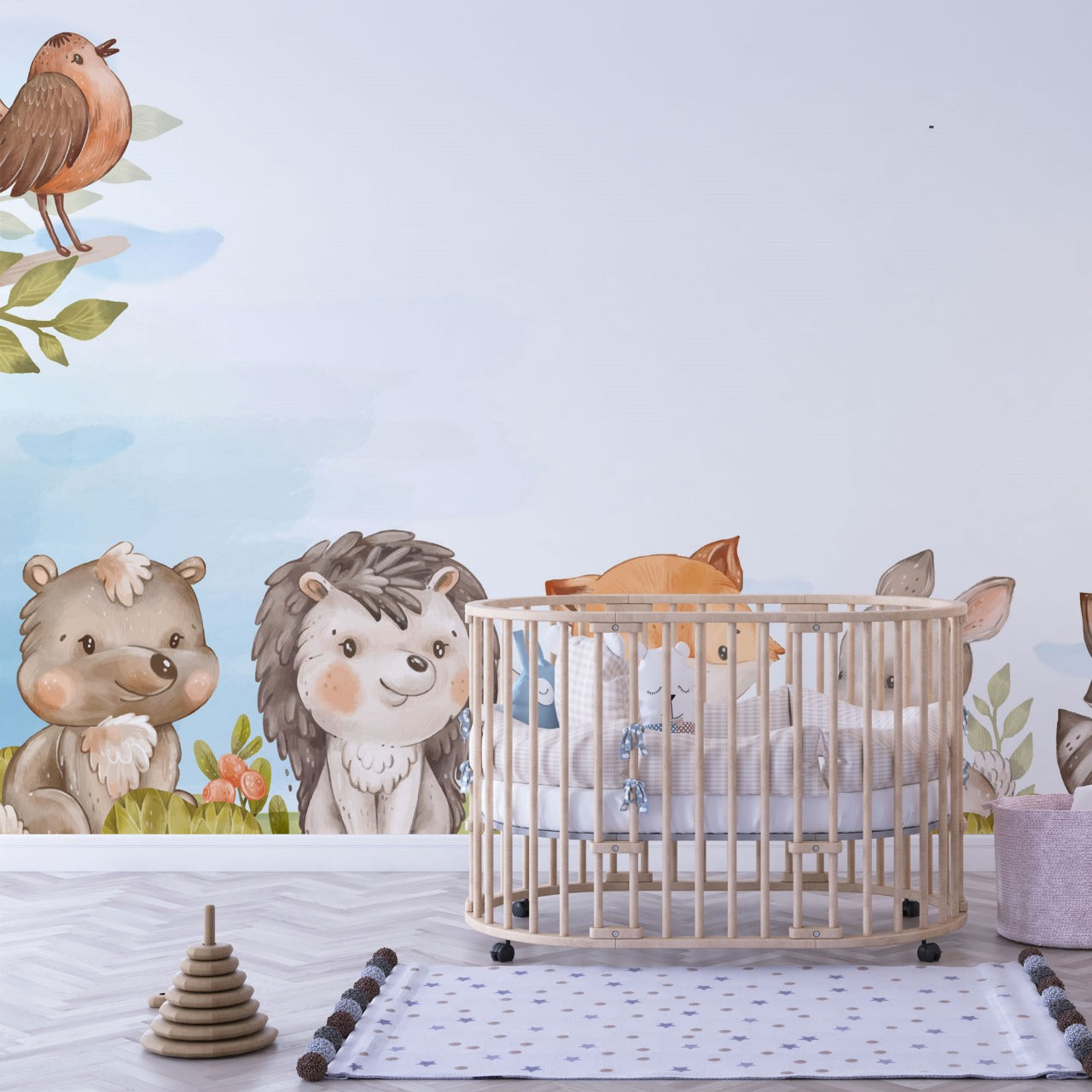 Woodland Friends Gathering Kids Wallpaper