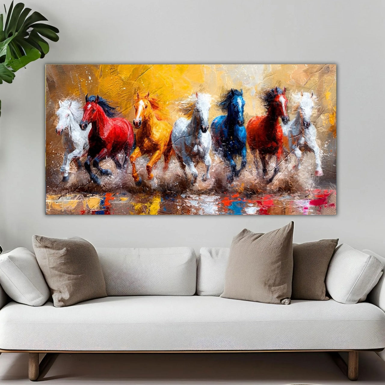 Galloping Glory – 7 Running Horses Painting in Vivid Hues.