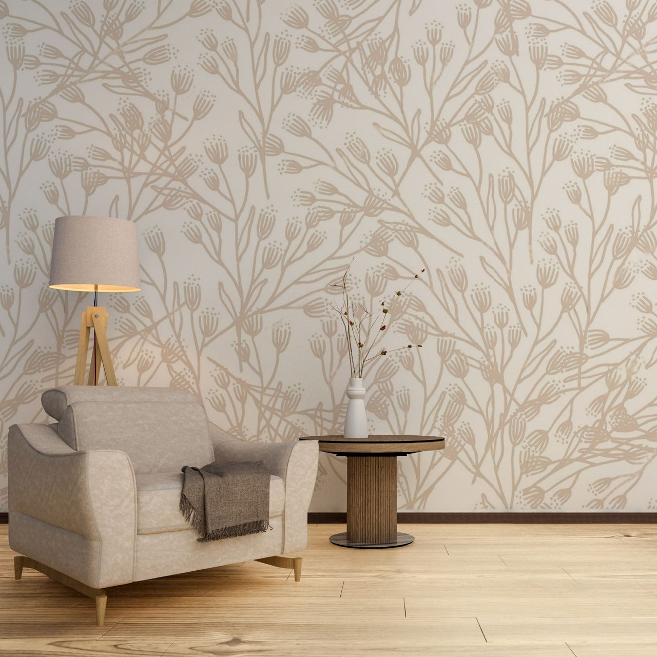 Dune Meadow – Hand-Sketched Floral Wallpaper by Krutik