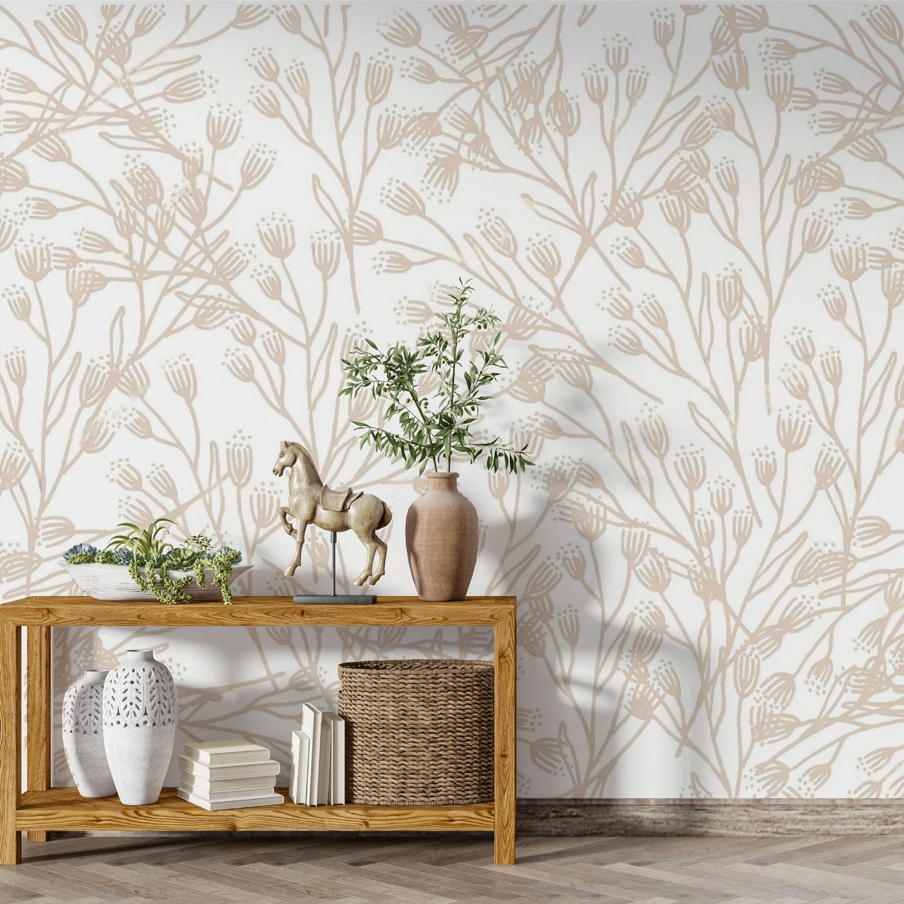 Dune Meadow – Hand-Sketched Floral Wallpaper by Krutik.