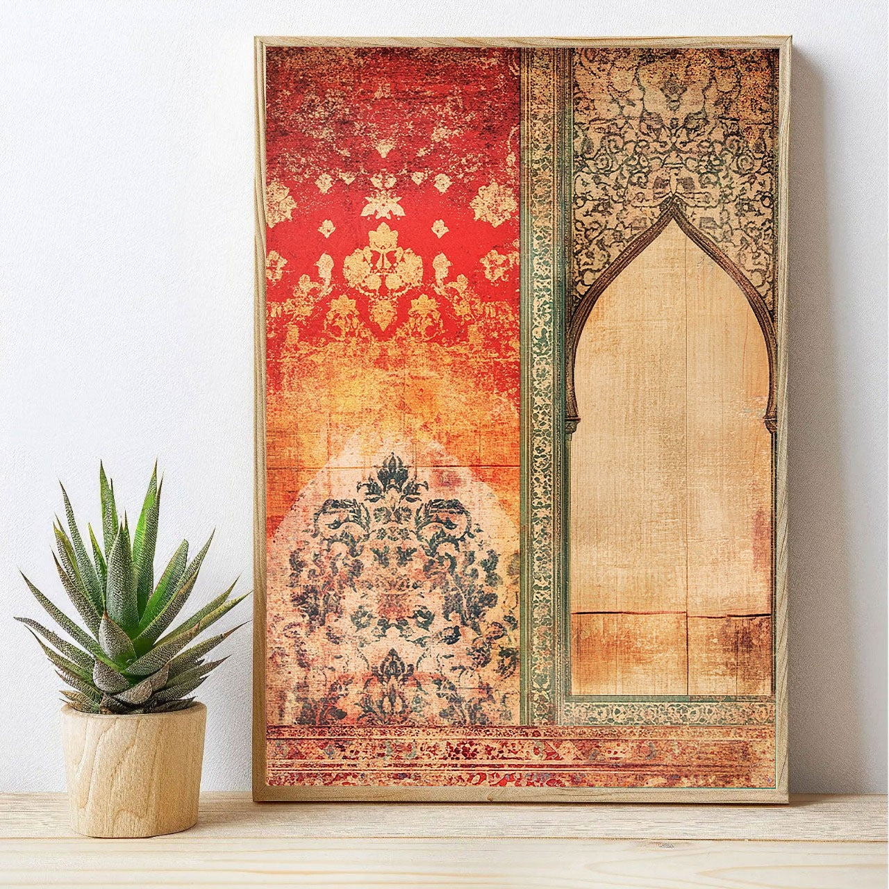 Faded Prayers – Islamic Arch & Tapestry Vintage Wall Art