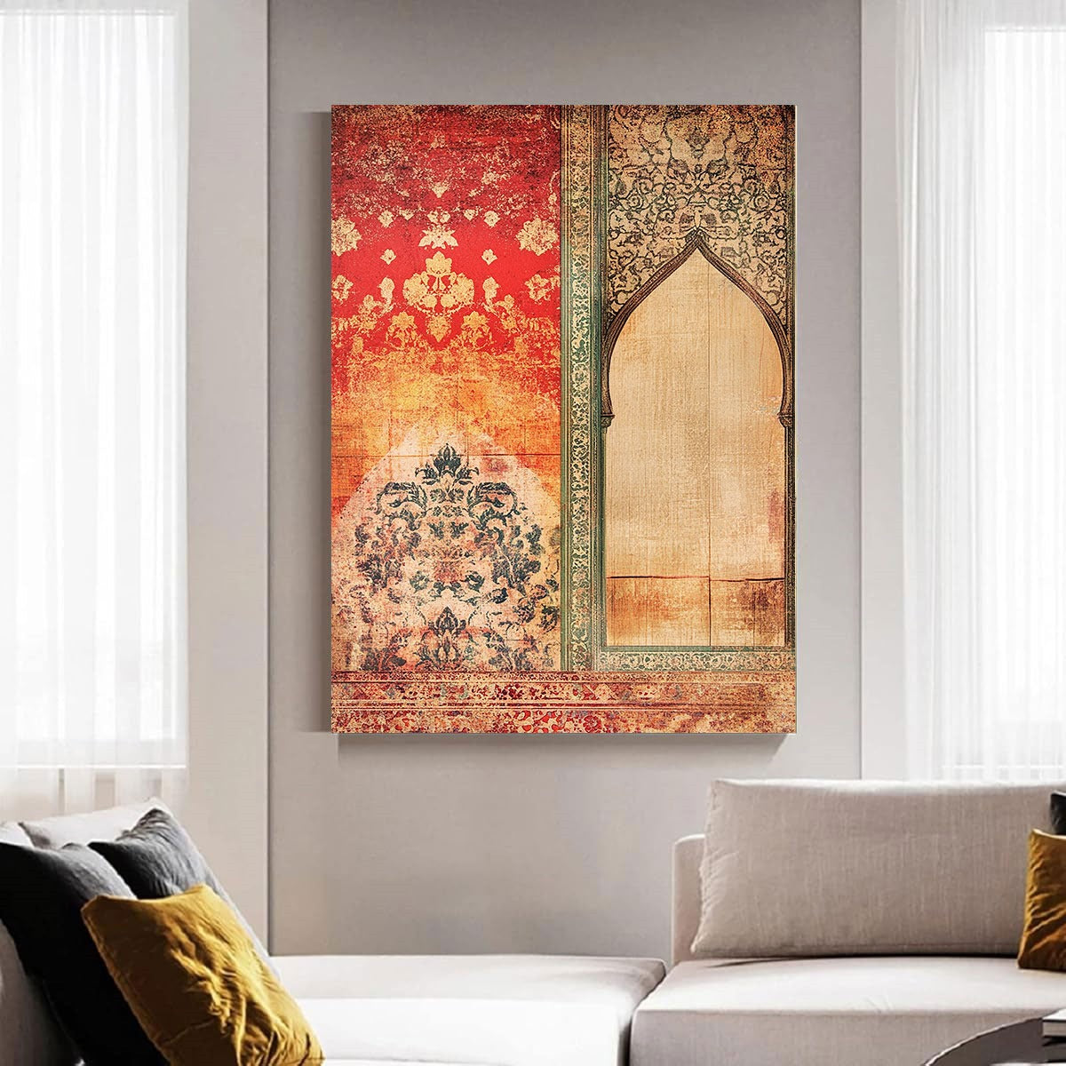 Faded Prayers – Islamic Arch & Tapestry Vintage Wall Art