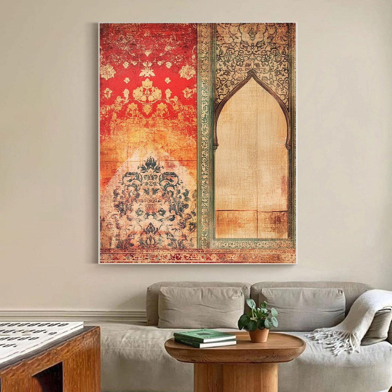 Faded Prayers – Islamic Arch & Tapestry Vintage Wall Art