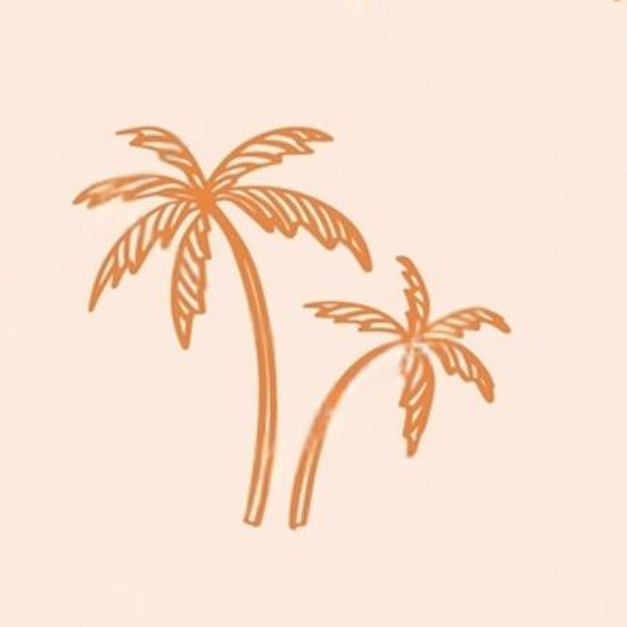 Coastal Vibe – Minimal Palm Tree Wallpaper in Soft Peach by Krutik.