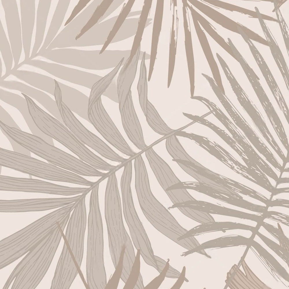 Desert Palm – Beige & Sand Tropical Leaf Wallpaper by Krutik.