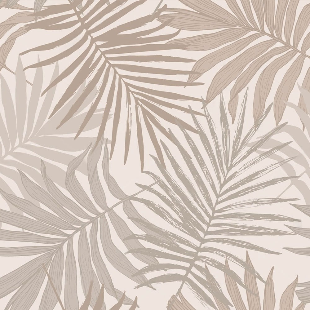 Desert Palm – Beige & Sand Tropical Leaf Wallpaper by Krutik
