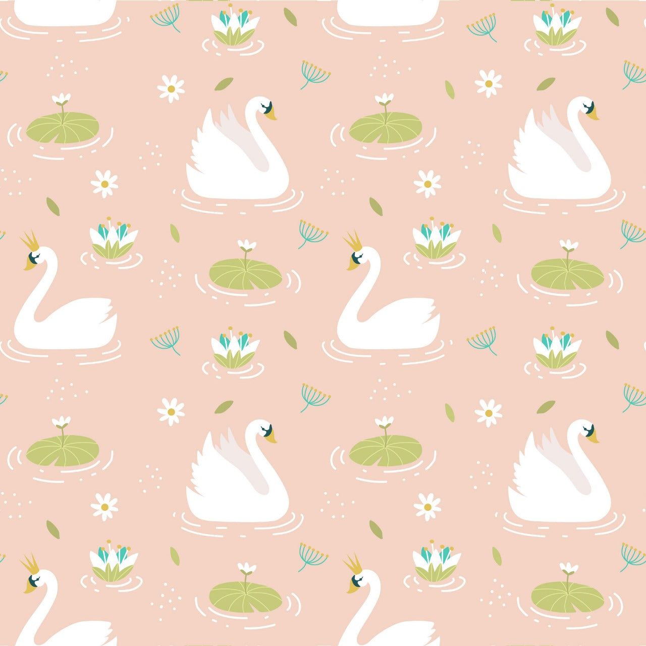 Swan Princess Garden – Elegant Kids Wallpaper