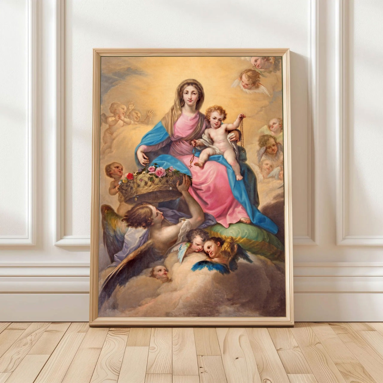 Madonna and Child with Angels: Heavenly Grace and Innocence.