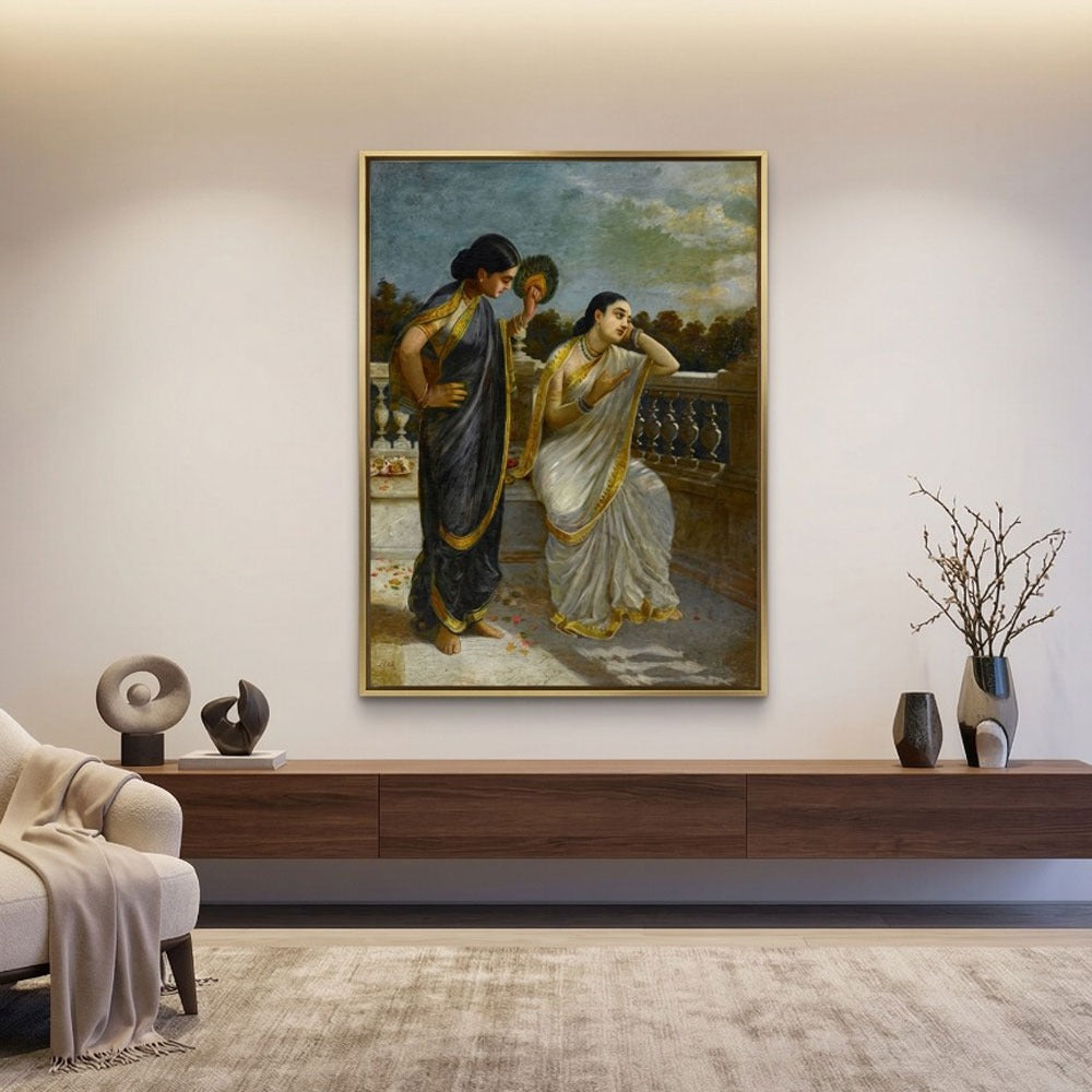 Raja Ravi Varma | Princess Damayanti Wall Art Painting | Indian Heritage Wall Decor | Krutik