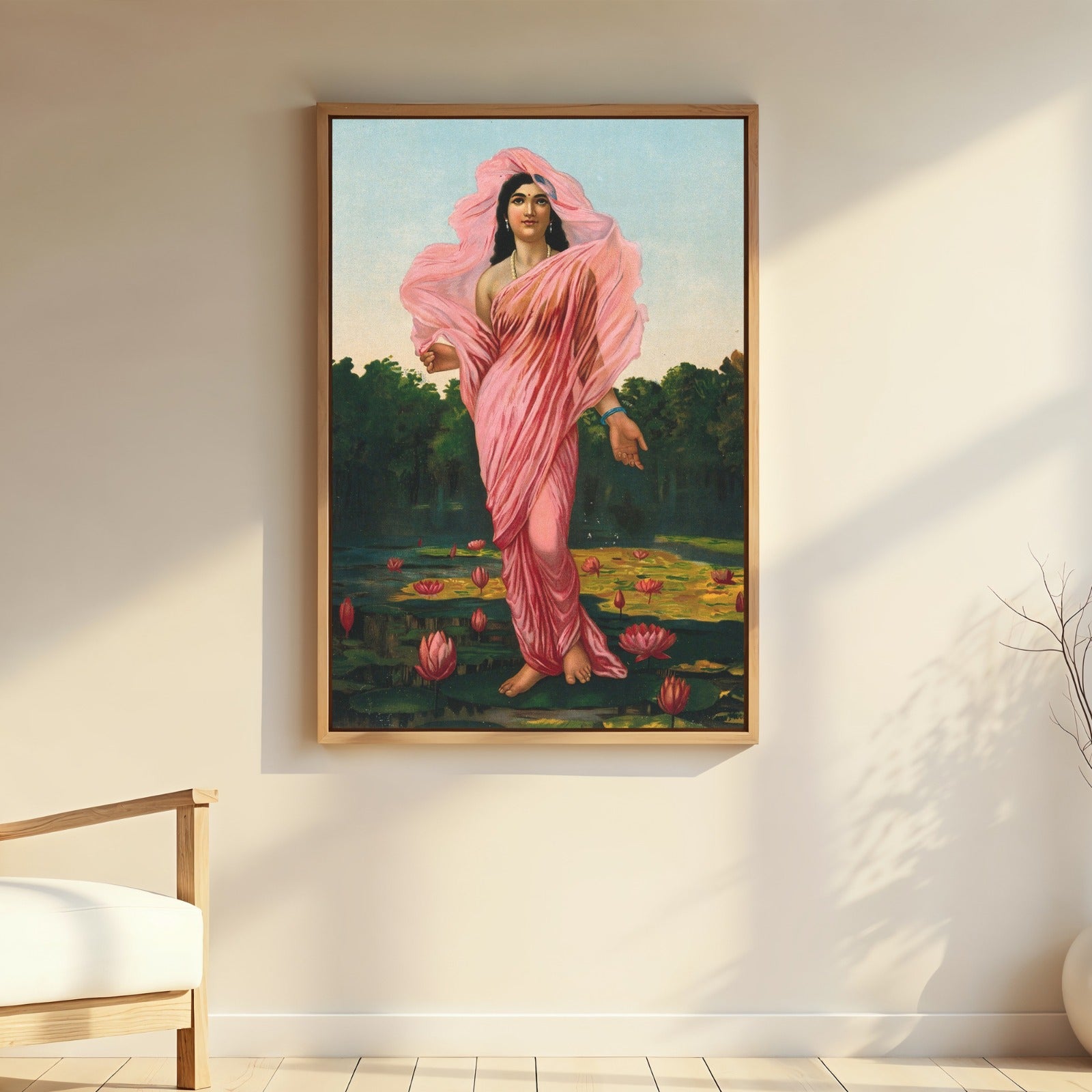 Raja Ravi Varma | Padmini The Lotus Lady Wall Painting | Indian Classical Wall Art | Krutik