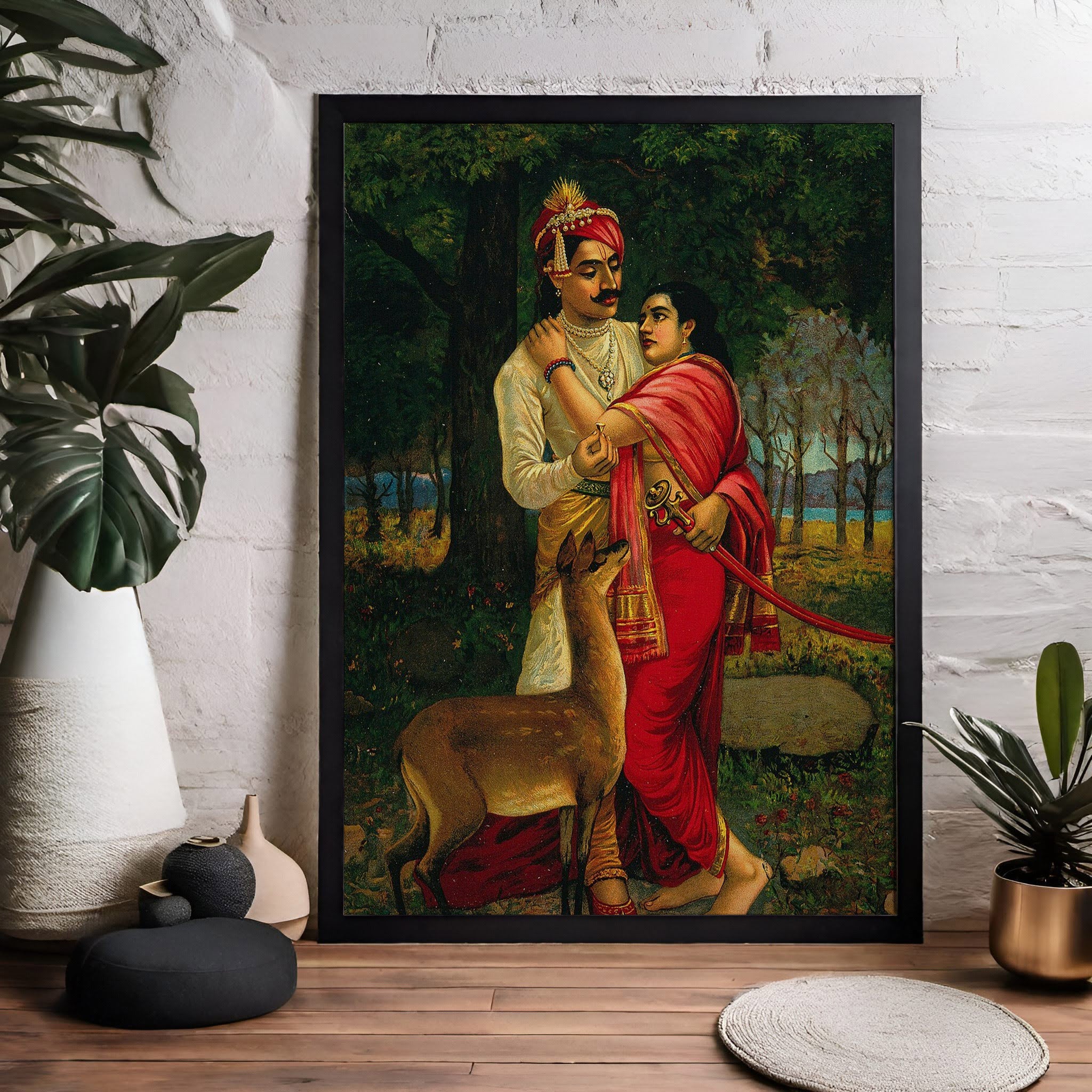 Raja Ravi Varma | Dushyanta and Shakuntala Wall Painting | Indian Classical Wall Art | Krutik