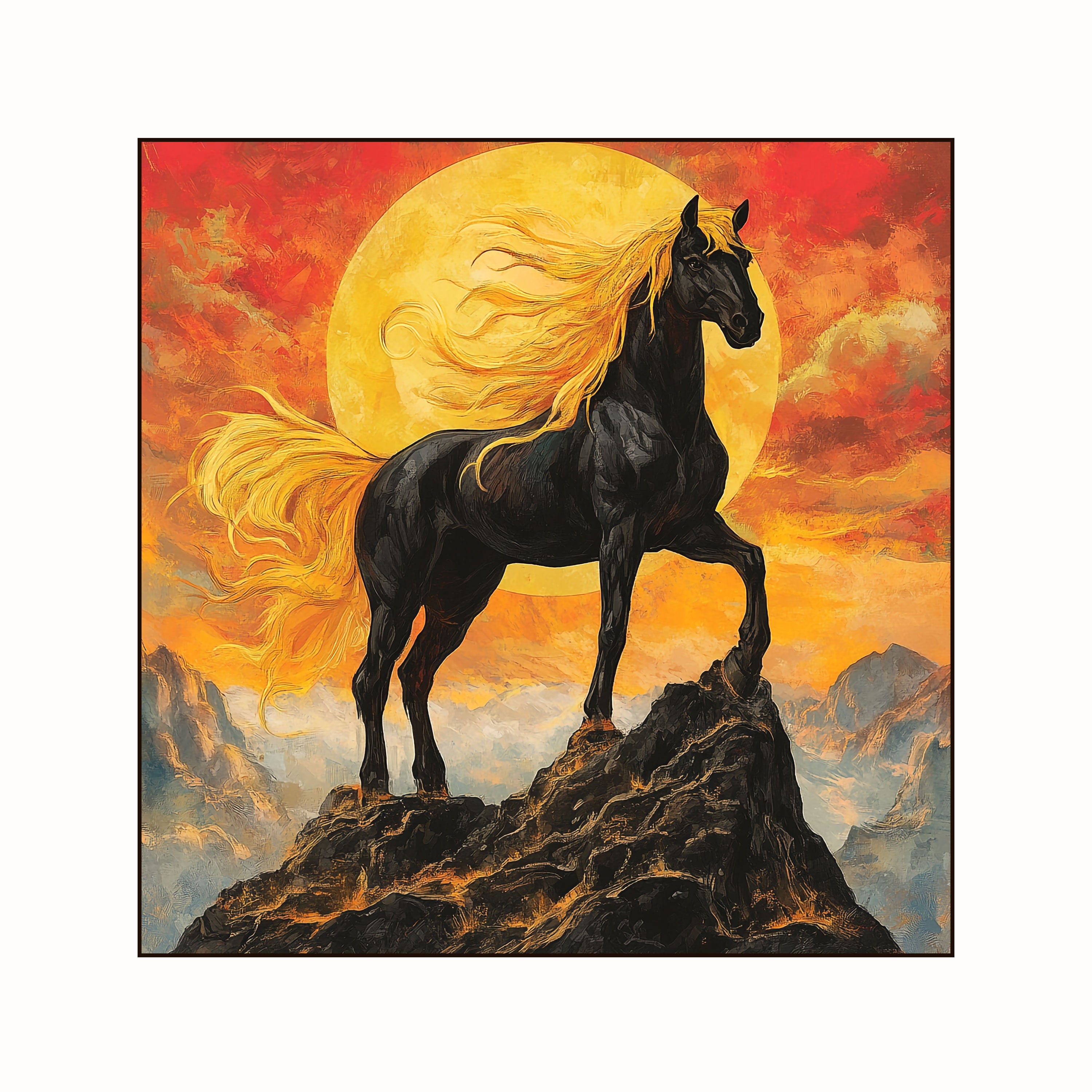 Black Horse Canvas Painting – Strength & Majesty Wall Painting for Home.