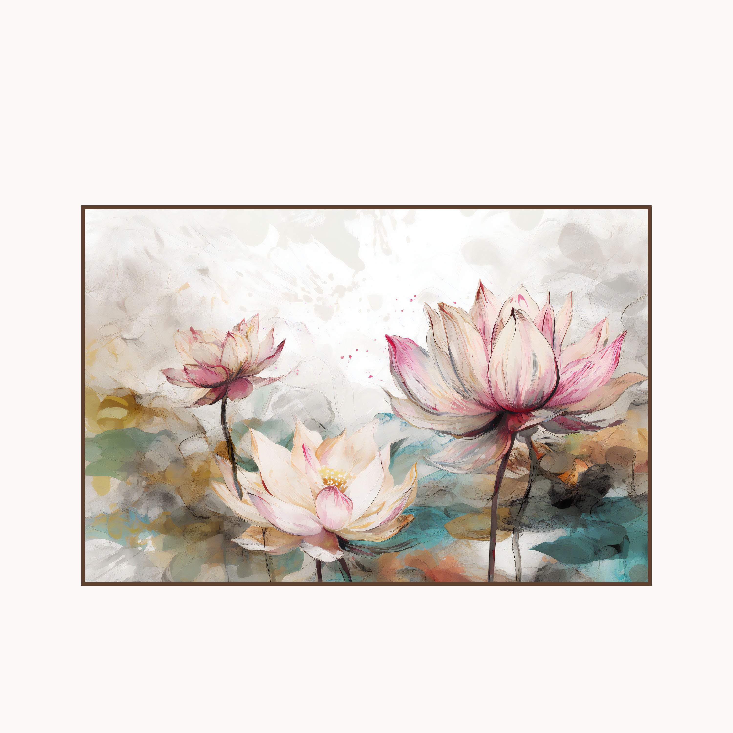 Blossoming Lotus Canvas Painting – Tranquil Spiritual Wall Art for Home