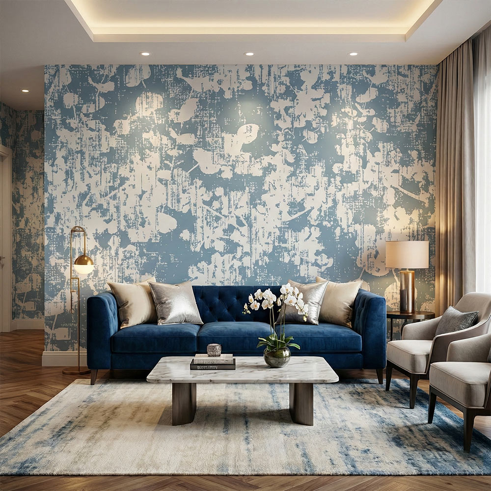 Abstract Blue Textured Wallpaper | Modern Artistic Wall Design – Krutik