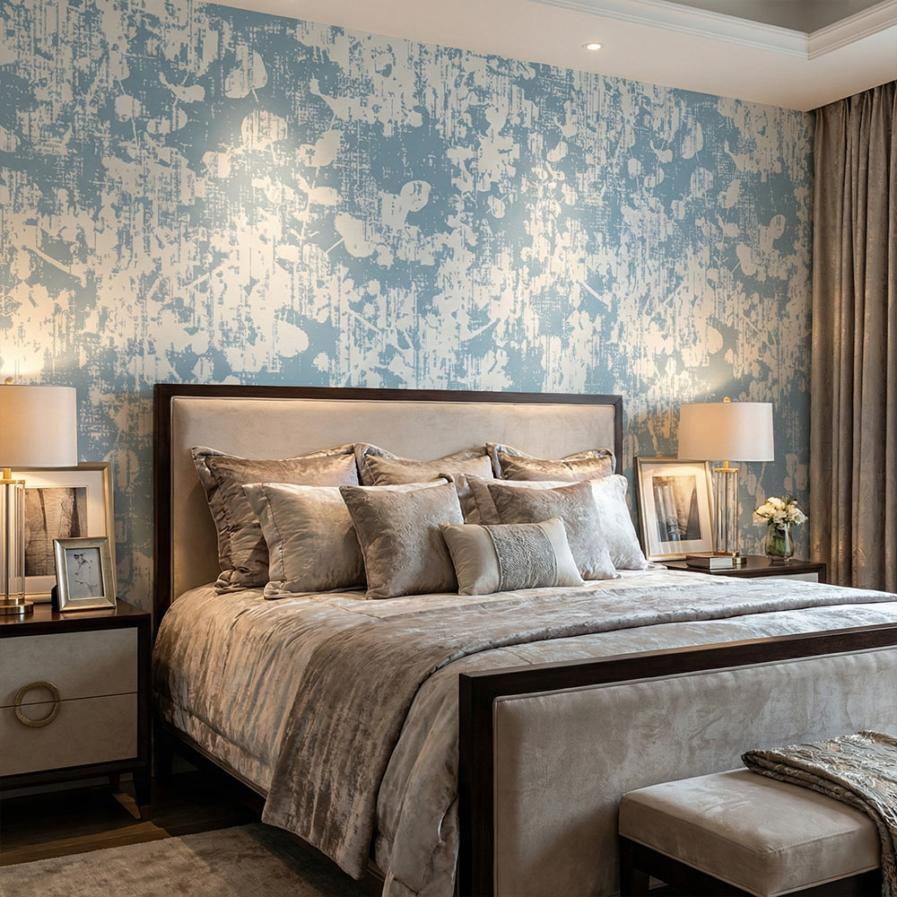 Abstract Blue Textured Wallpaper | Modern Artistic Wall Design – Krutik