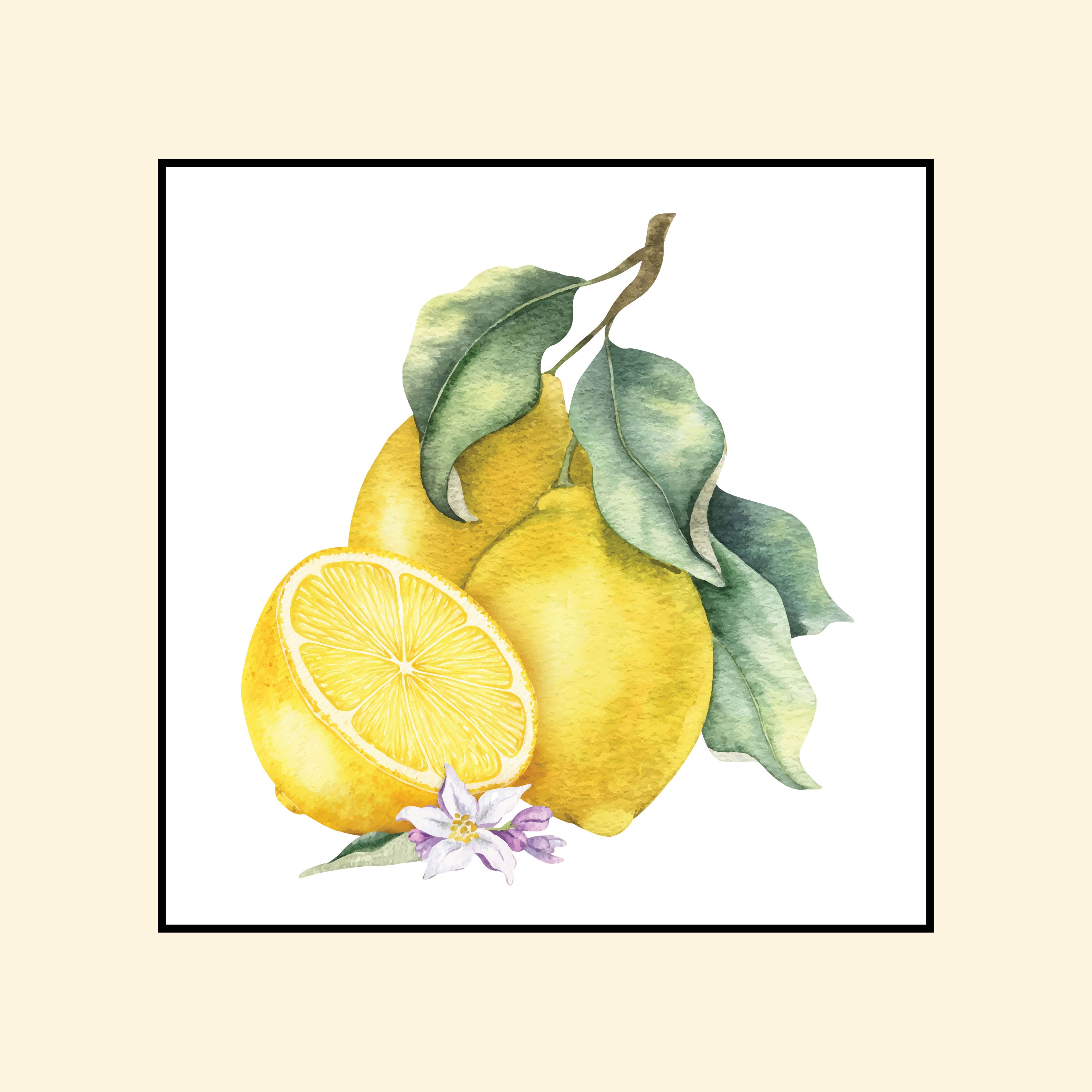 Lemon Fresh: Botanical Citrus Art Collection by Krutik