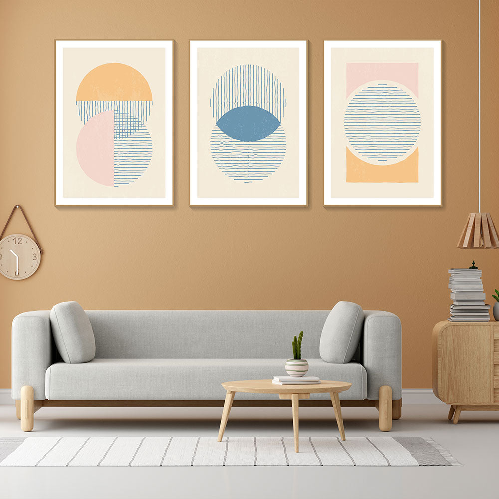 Set of 3 Abstract Patterns - Krutik Boho Wall Art.