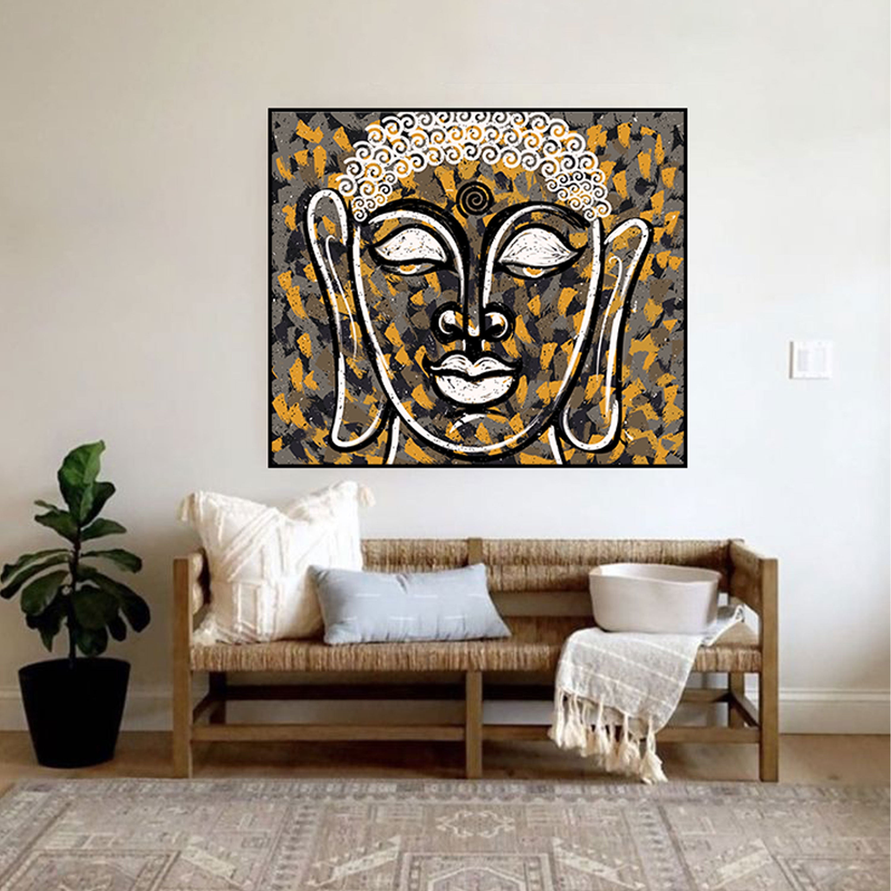 Serene Buddha Watercolor Painting – Radiance by Krutik.