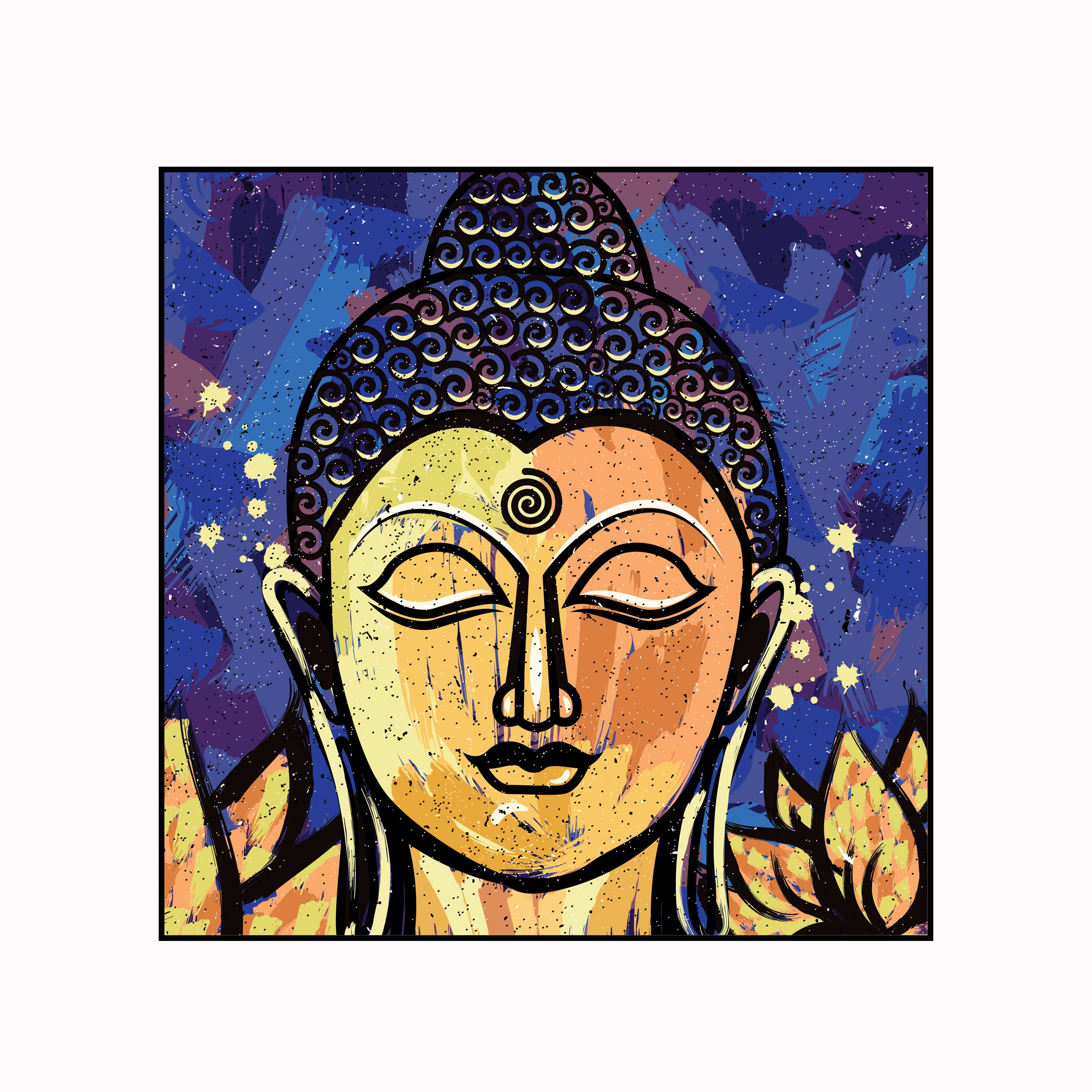 Celestial Buddha Bliss – Divine Spiritual Canvas Art by Krutik.