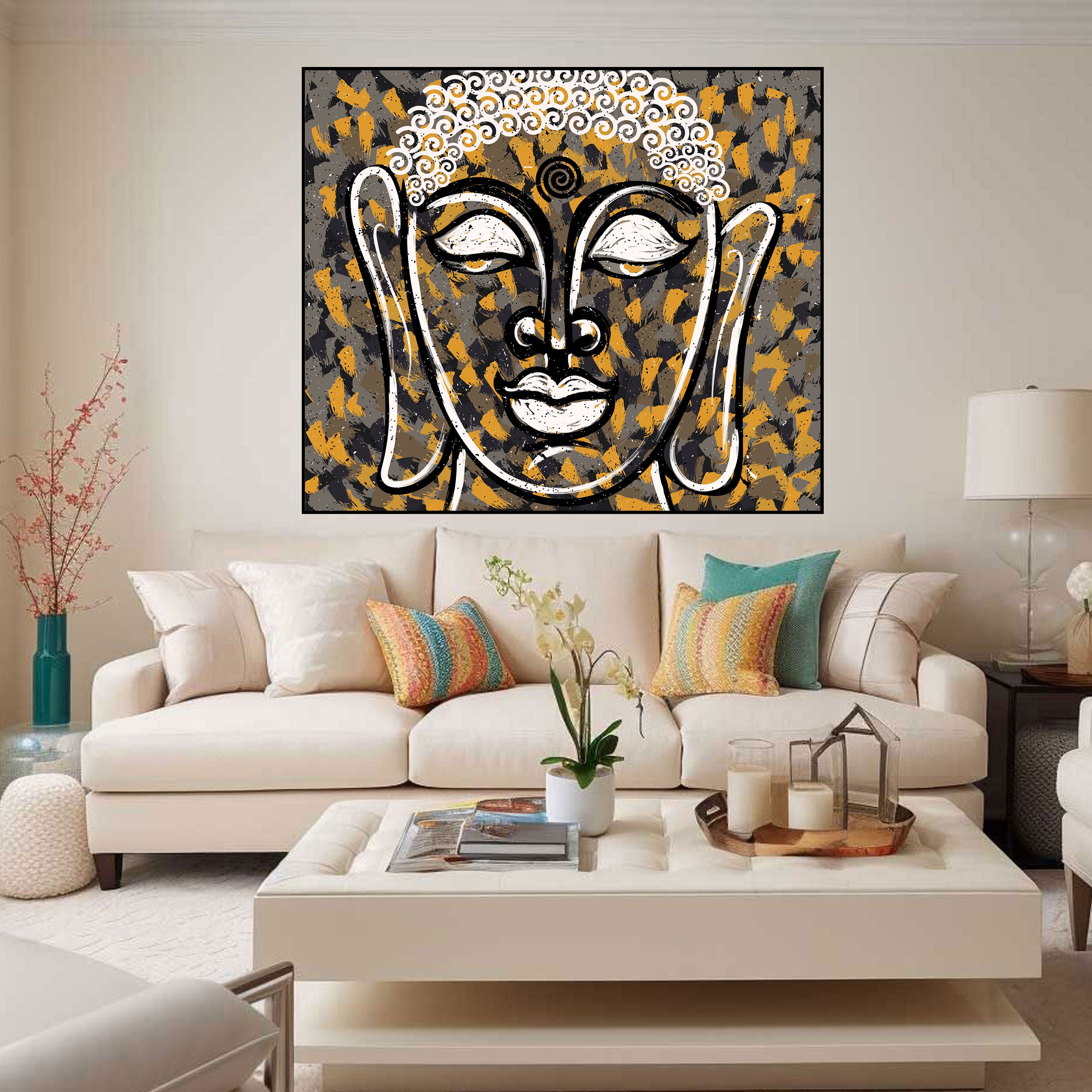 Serene Buddha Watercolor Painting – Radiance by Krutik.