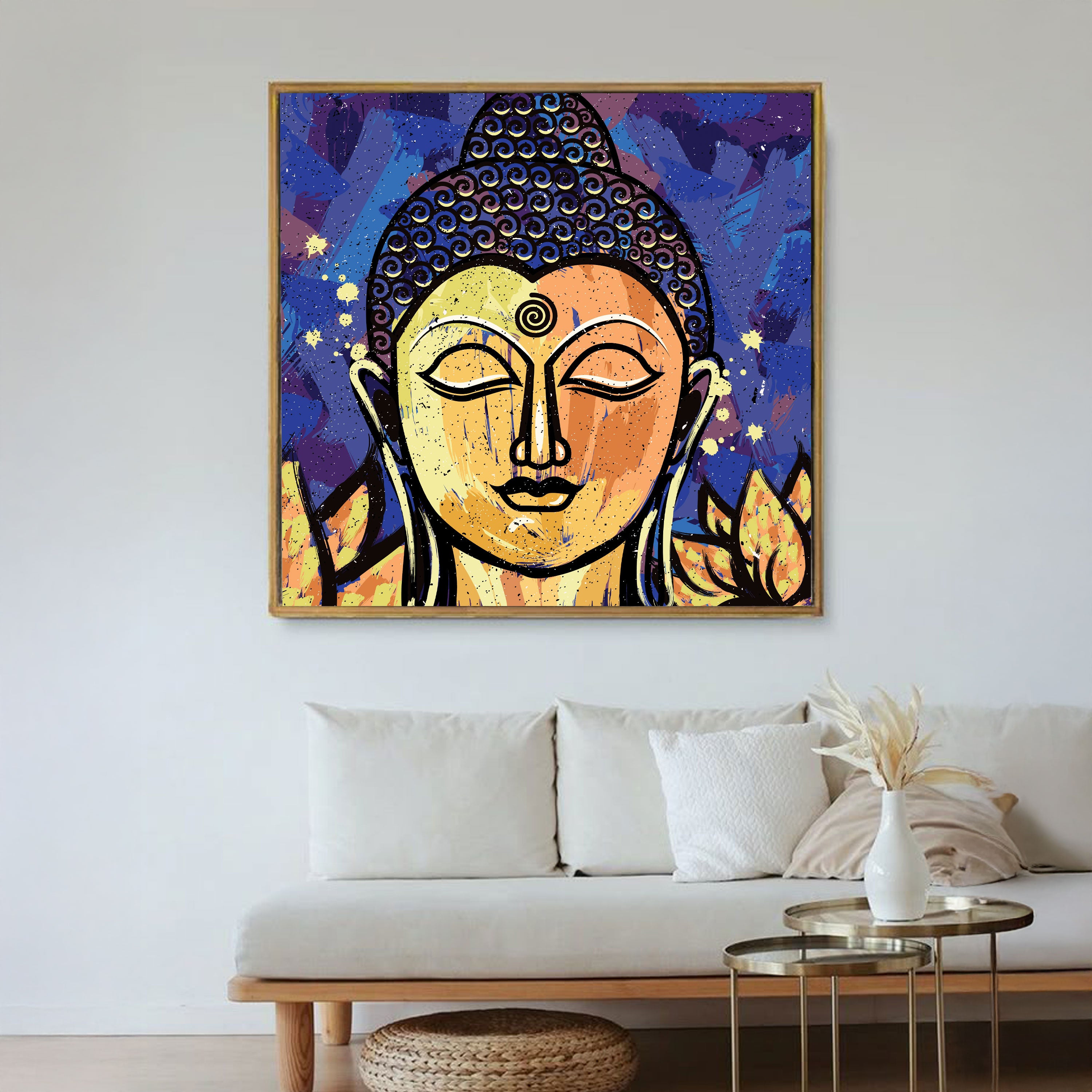 Celestial Buddha Bliss – Divine Spiritual Canvas Art by Krutik.