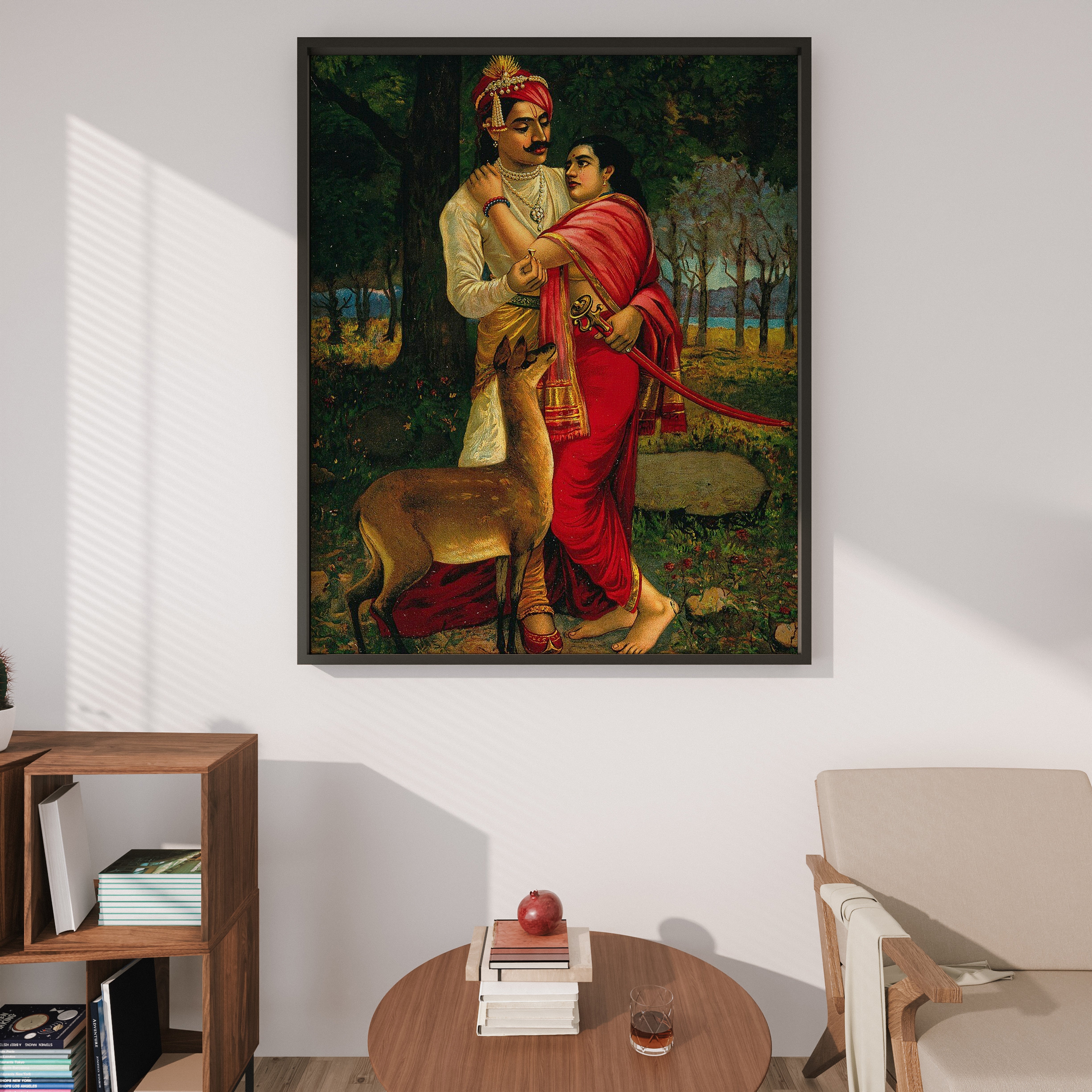 Raja Ravi Varma | Dushyanta and Shakuntala Wall Painting | Indian Classical Wall Art | Krutik