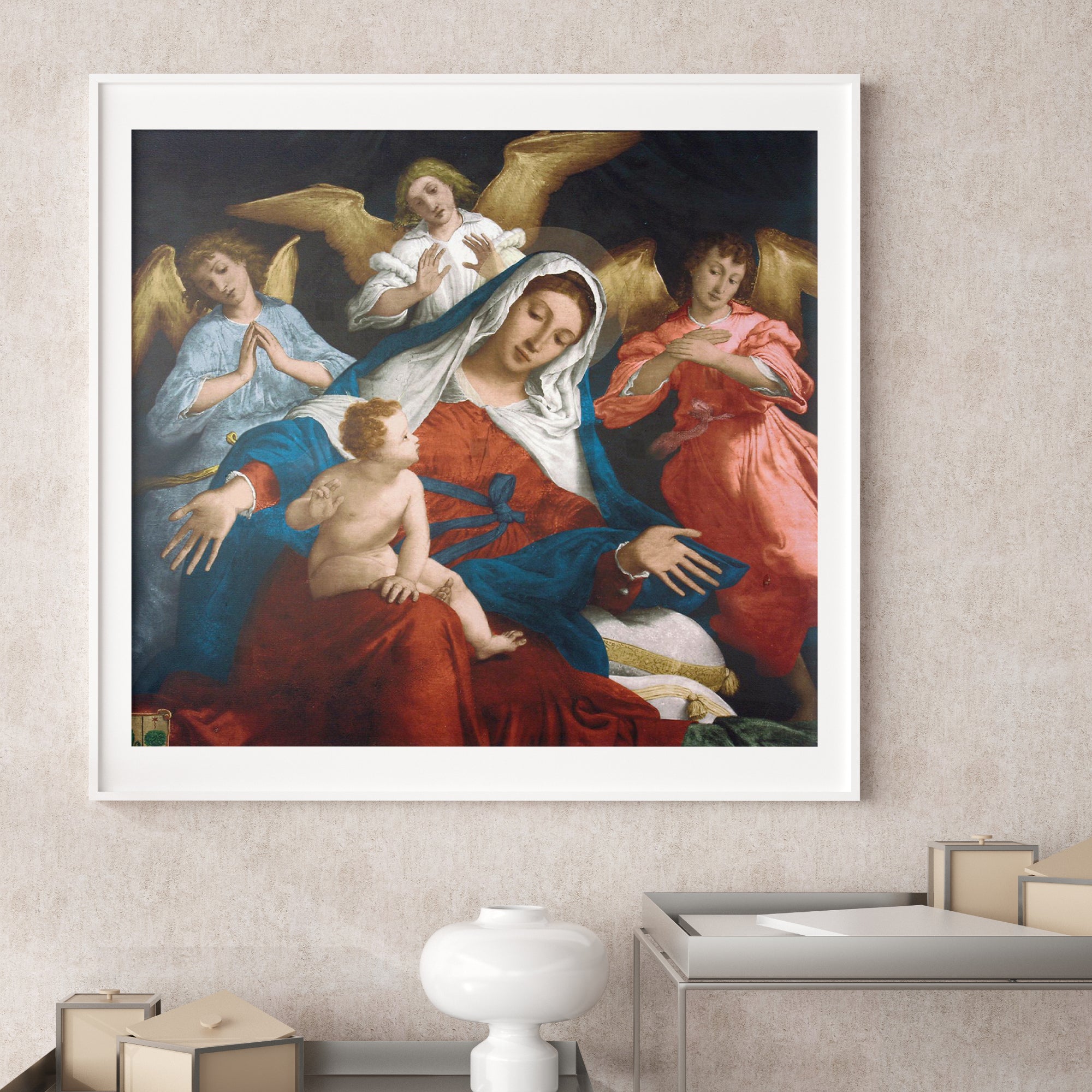 The Madonna and Child with Angels: A Vision of Divine Tenderness